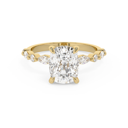 Elongated Cushion Pave Lab Grown Diamond Engagement Ring