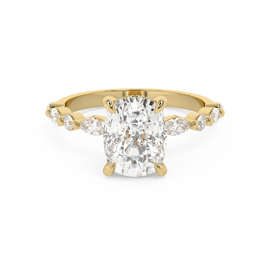 Elongated Cushion Pave Lab Grown Diamond Engagement Ring