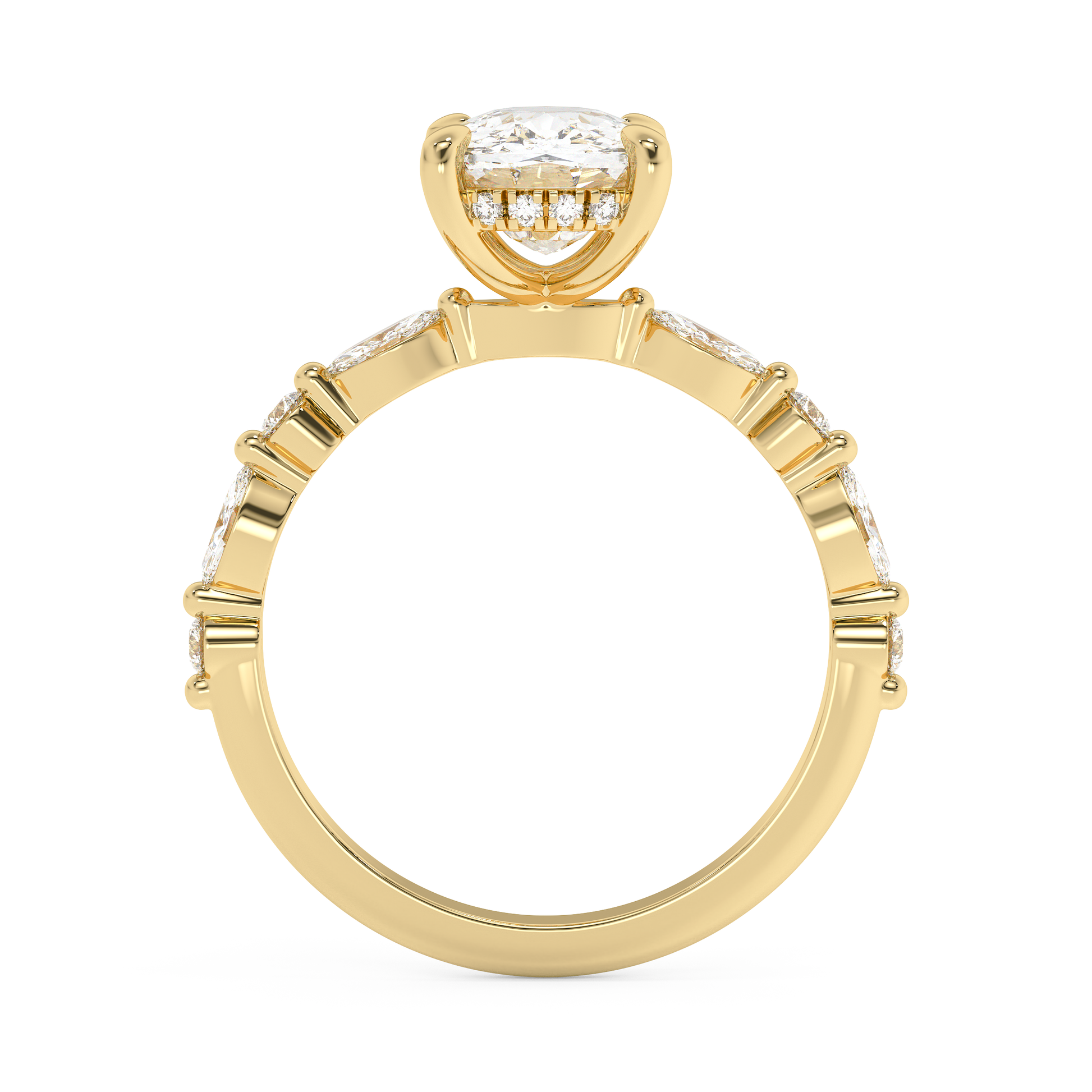 Elongated Cushion Pave Lab Grown Diamond Engagement Ring