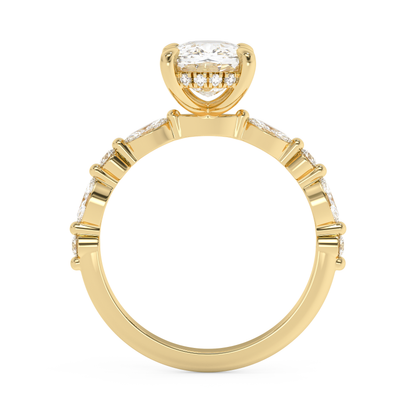 Elongated Cushion Pave Lab Grown Diamond Engagement Ring