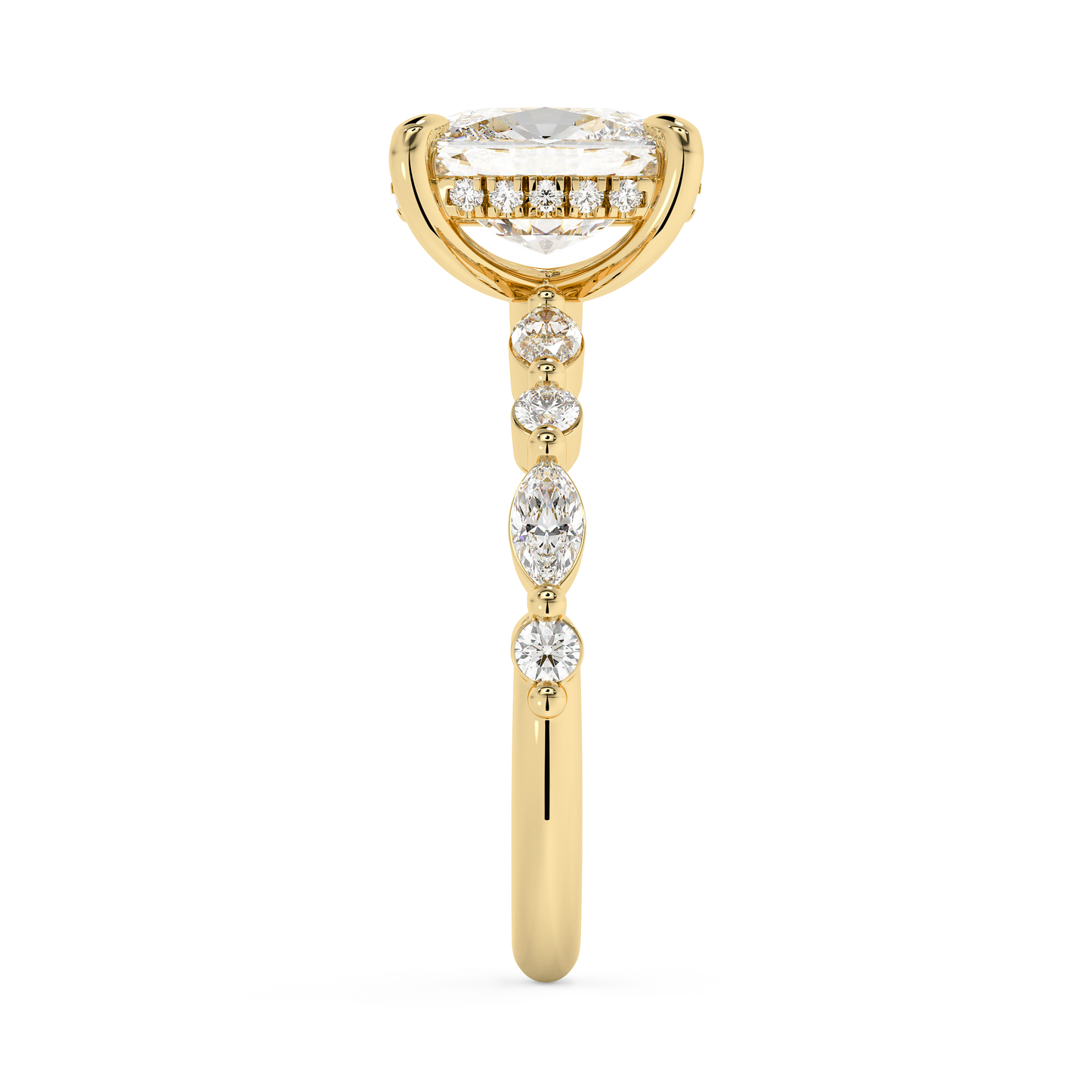 Elongated Cushion Pave Lab Grown Diamond Engagement Ring