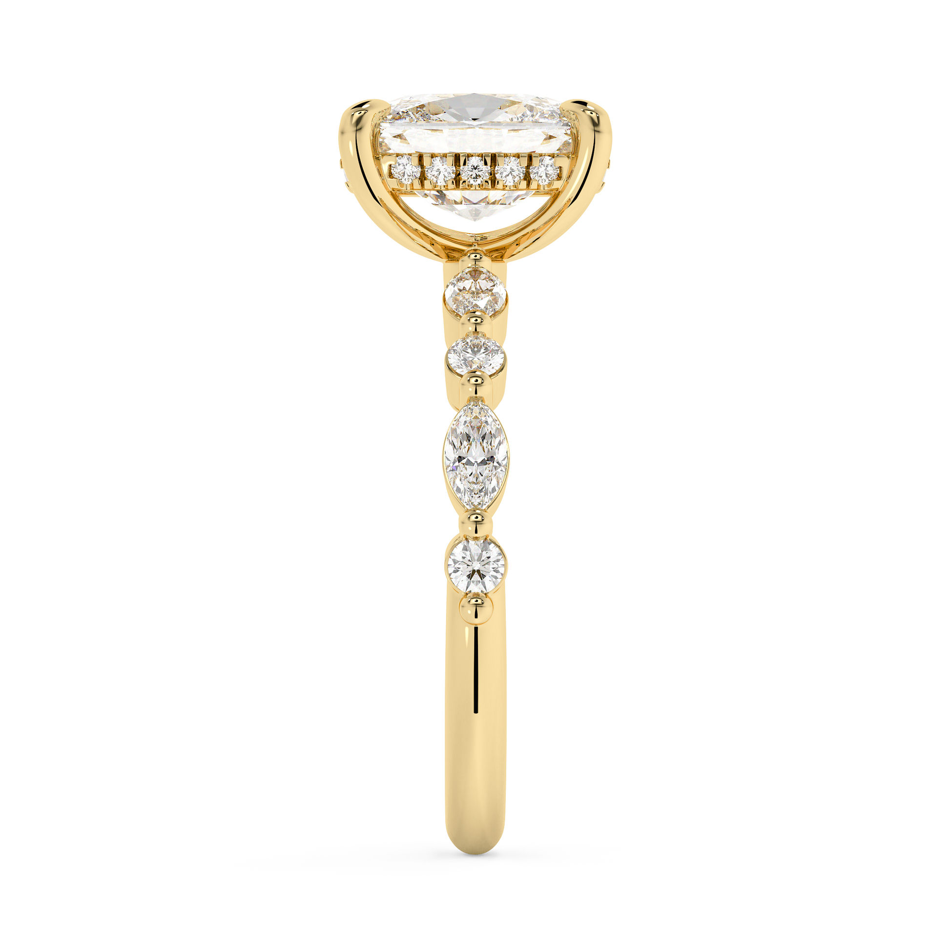 Elongated Cushion Pave Lab Grown Diamond Engagement Ring