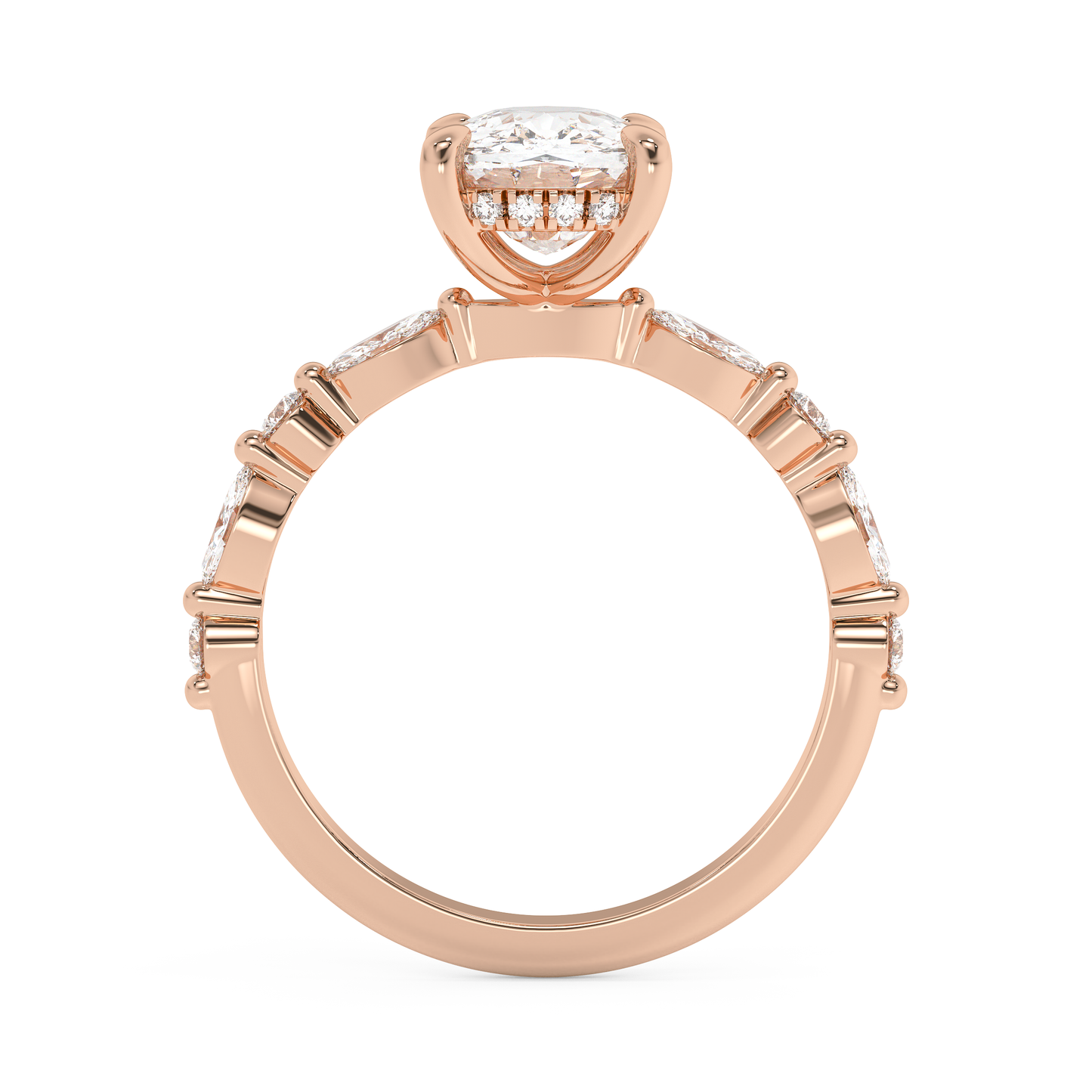 Elongated Cushion Pave Lab Grown Diamond Engagement Ring