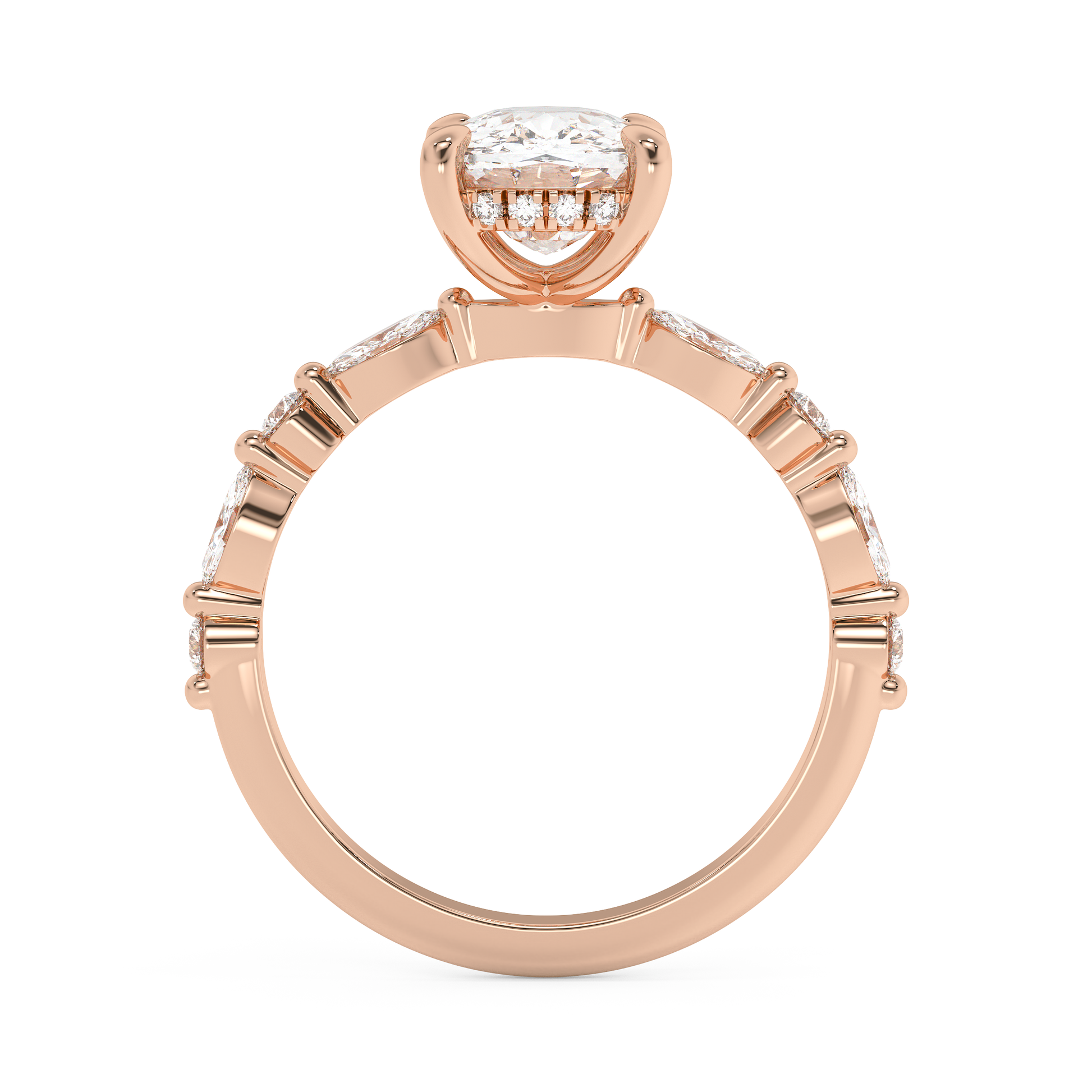 Elongated Cushion Pave Lab Grown Diamond Engagement Ring