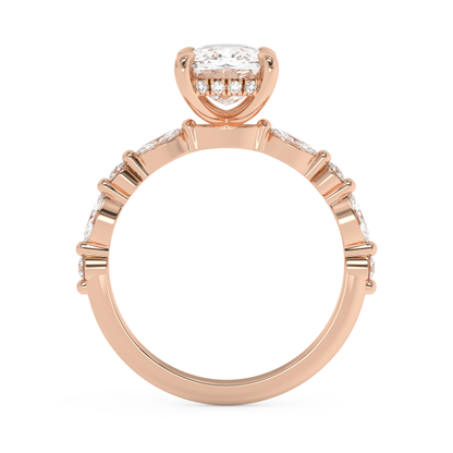 Elongated Cushion Pave Lab Grown Diamond Engagement Ring