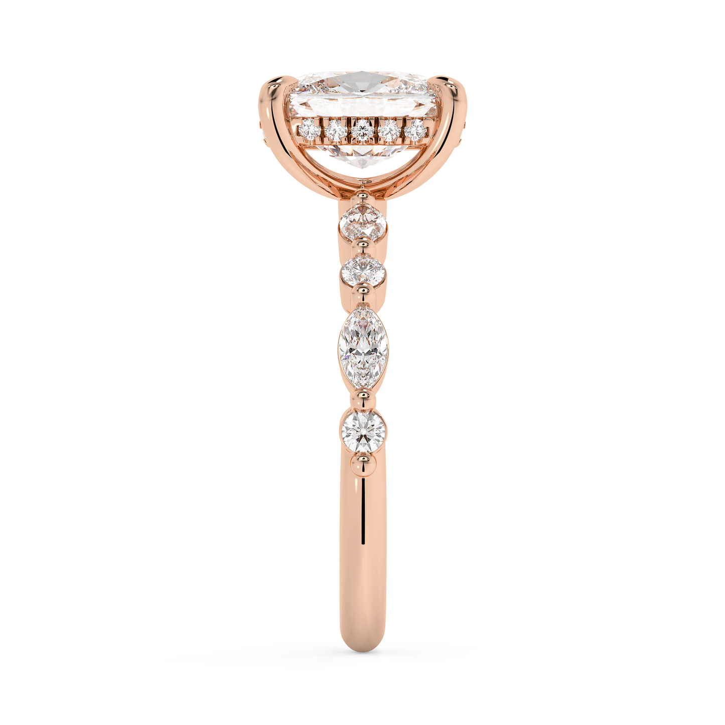 Elongated Cushion Pave Lab Grown Diamond Engagement Ring