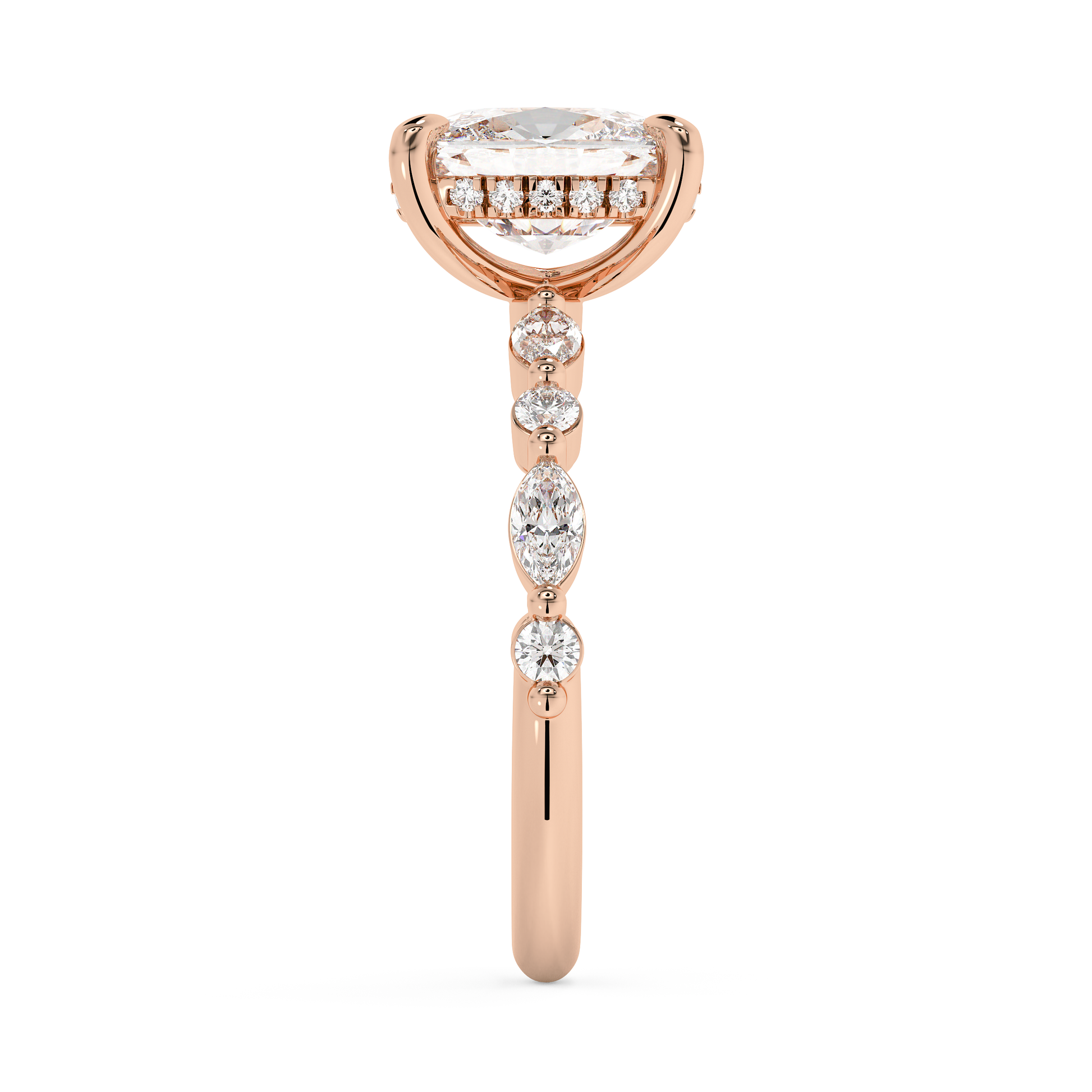 Elongated Cushion Pave Lab Grown Diamond Engagement Ring