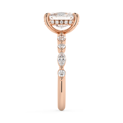 Elongated Cushion Pave Lab Grown Diamond Engagement Ring
