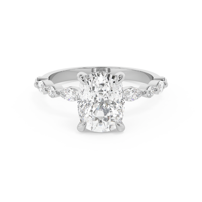 Elongated Cushion Pave Lab Grown Diamond Engagement Ring
