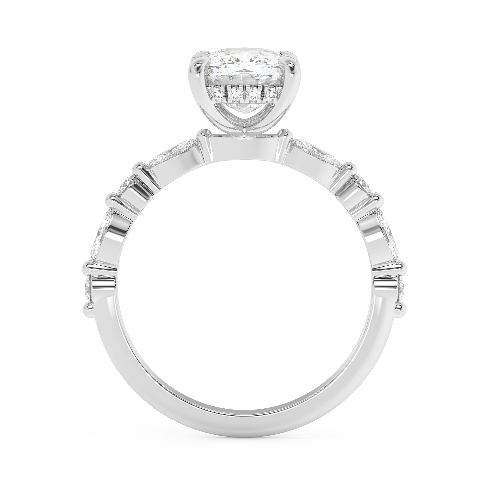 Elongated Cushion Pave Lab Grown Diamond Engagement Ring
