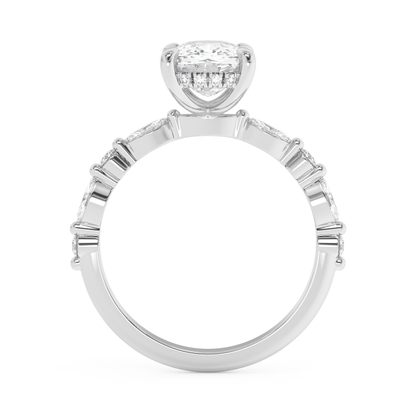 Elongated Cushion Pave Lab Grown Diamond Engagement Ring