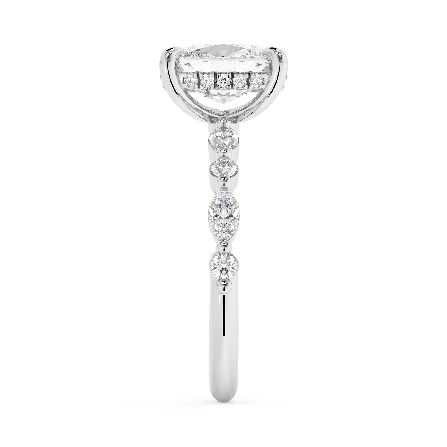 Elongated Cushion Pave Lab Grown Diamond Engagement Ring