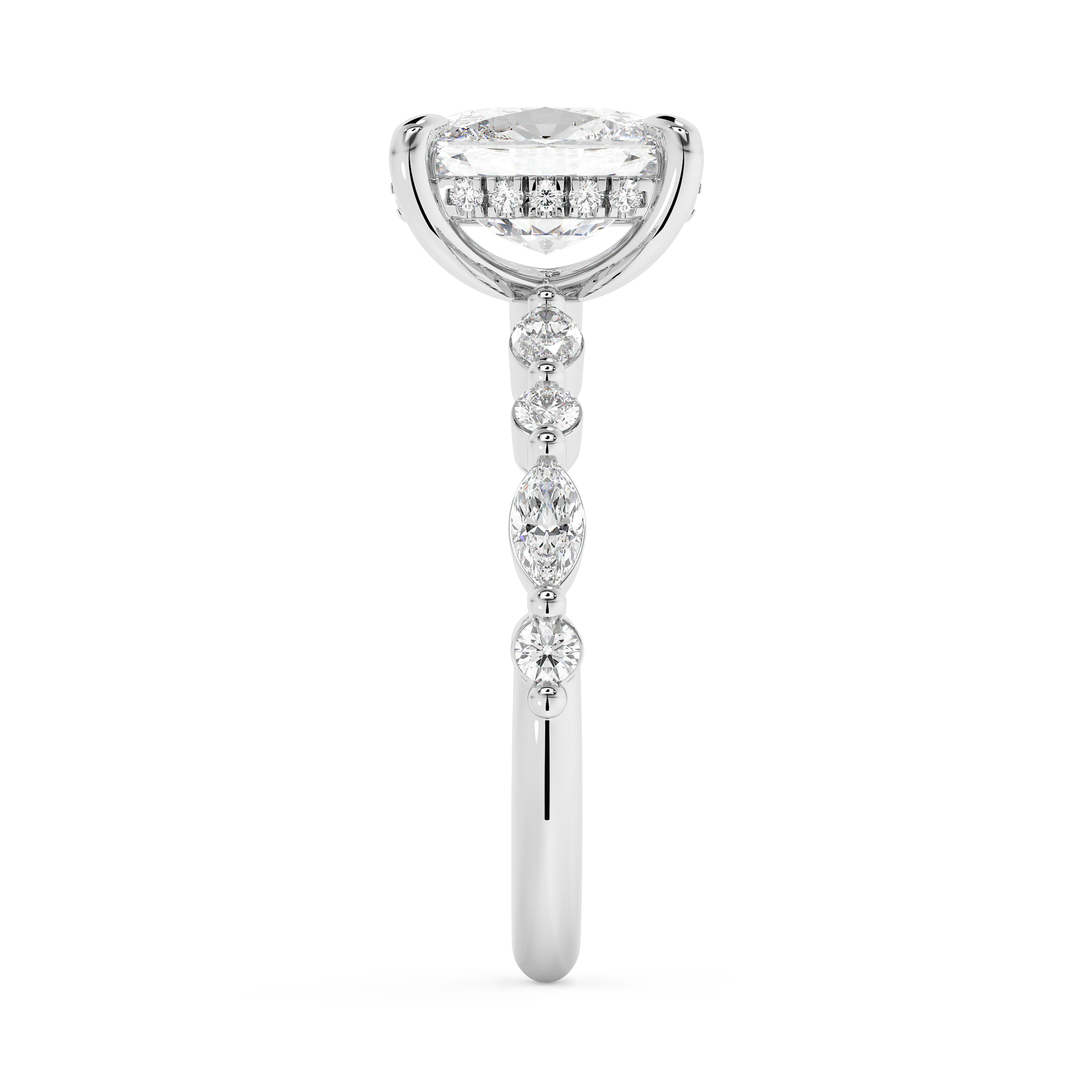 Elongated Cushion Pave Lab Grown Diamond Engagement Ring