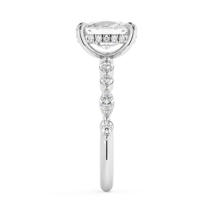 Elongated Cushion Pave Lab Grown Diamond Engagement Ring