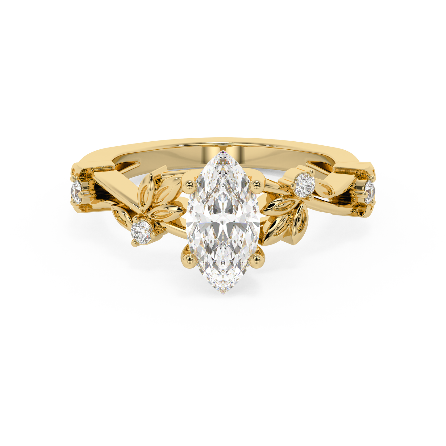 Marquise Nature Inspired Lab Grown Diamond Engagement Ring