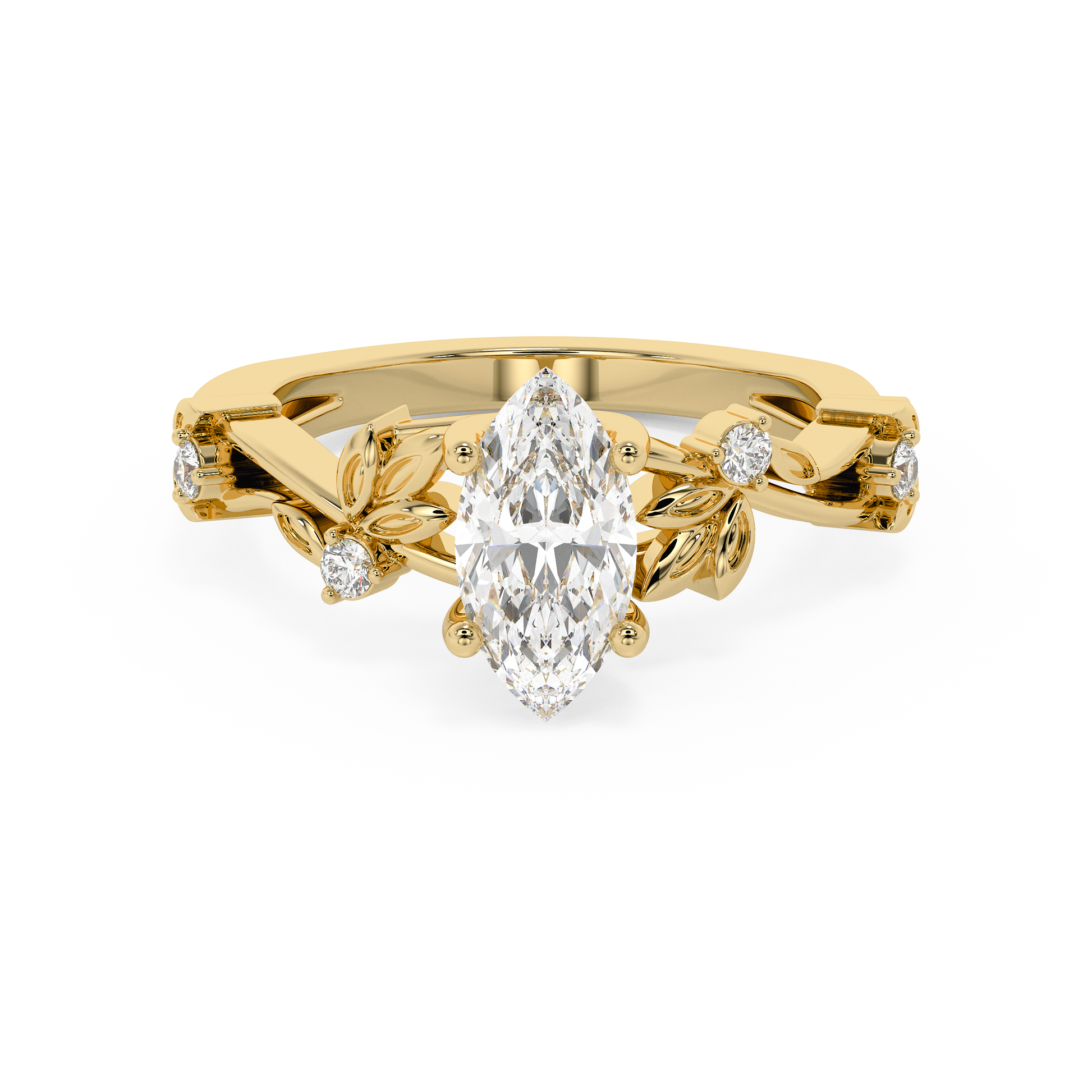 Marquise Nature Inspired Lab Grown Diamond Engagement Ring