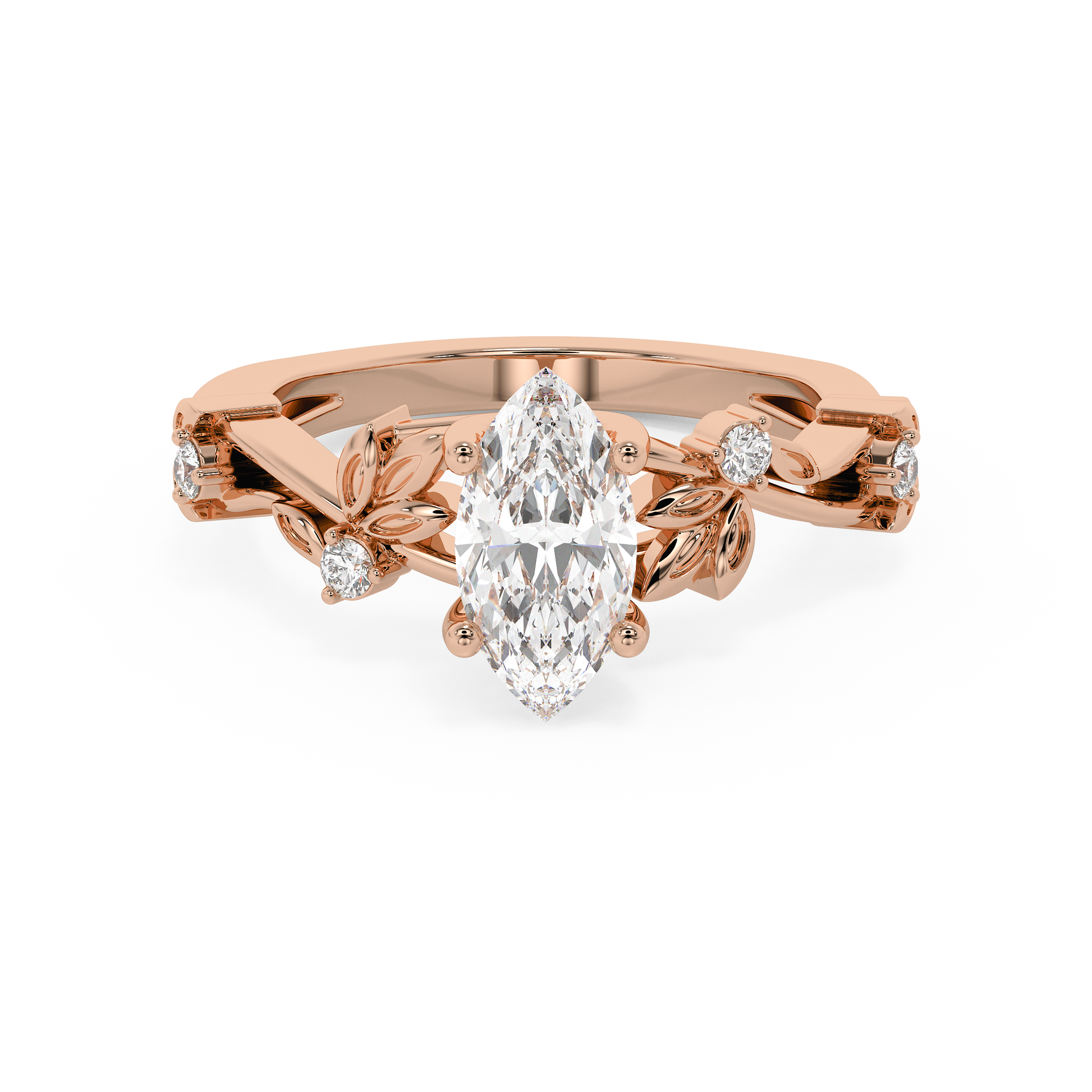 Marquise Nature Inspired Lab Grown Diamond Engagement Ring