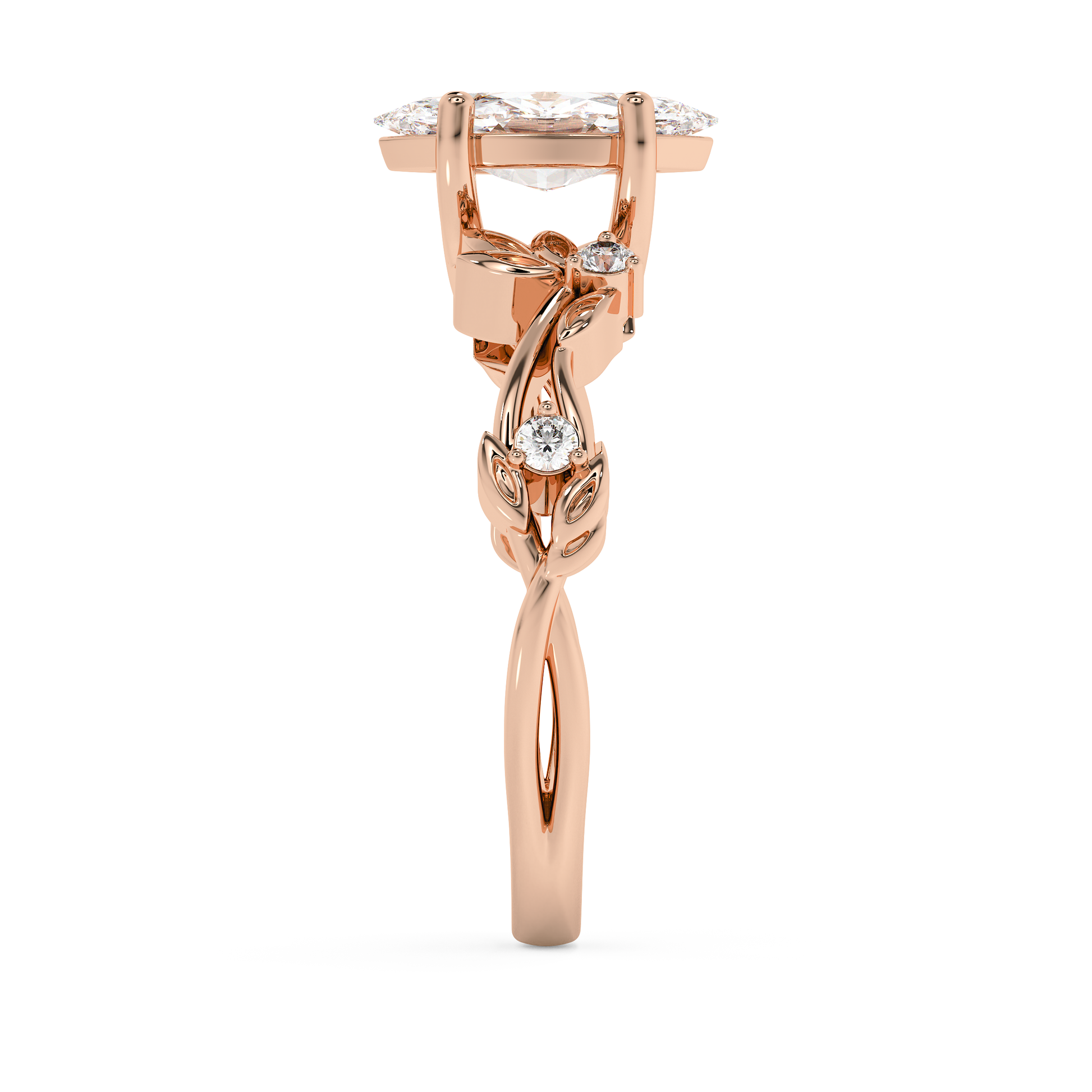Marquise Nature Inspired Lab Grown Diamond Engagement Ring