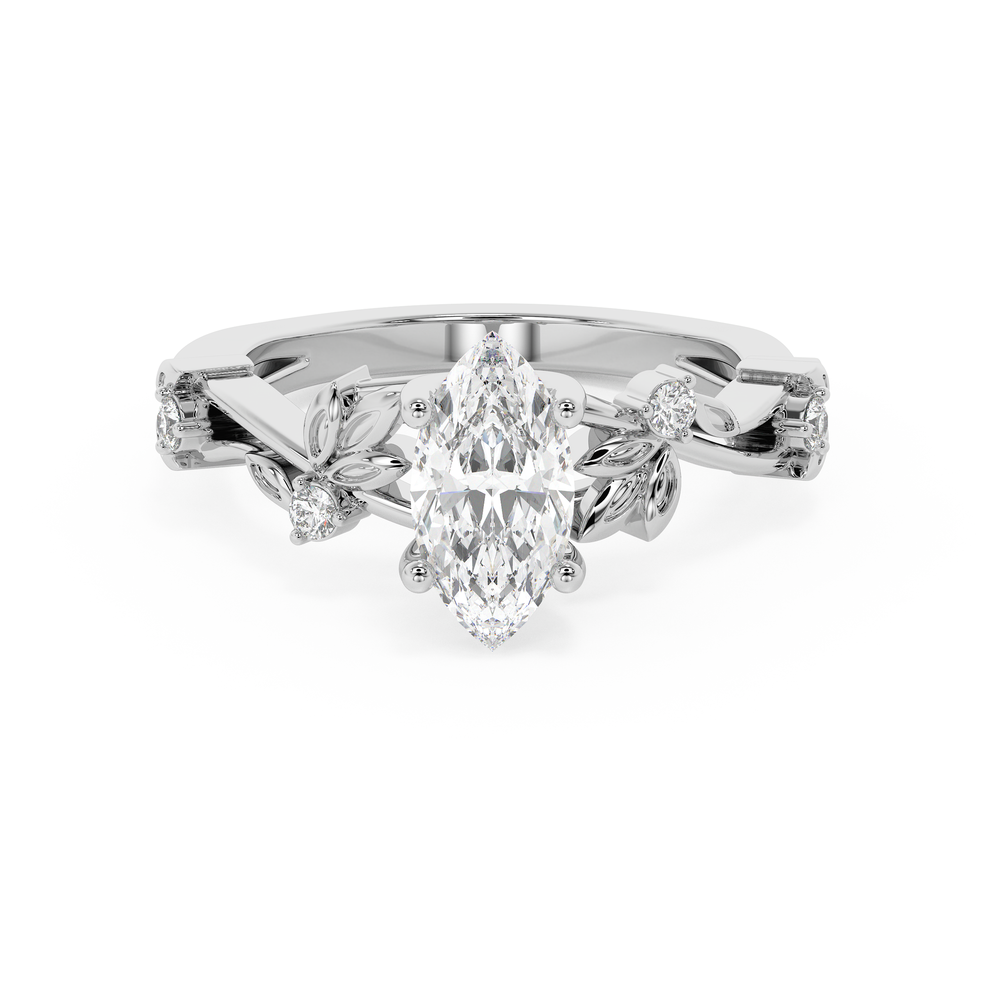 Marquise Nature Inspired Lab Grown Diamond Engagement Ring