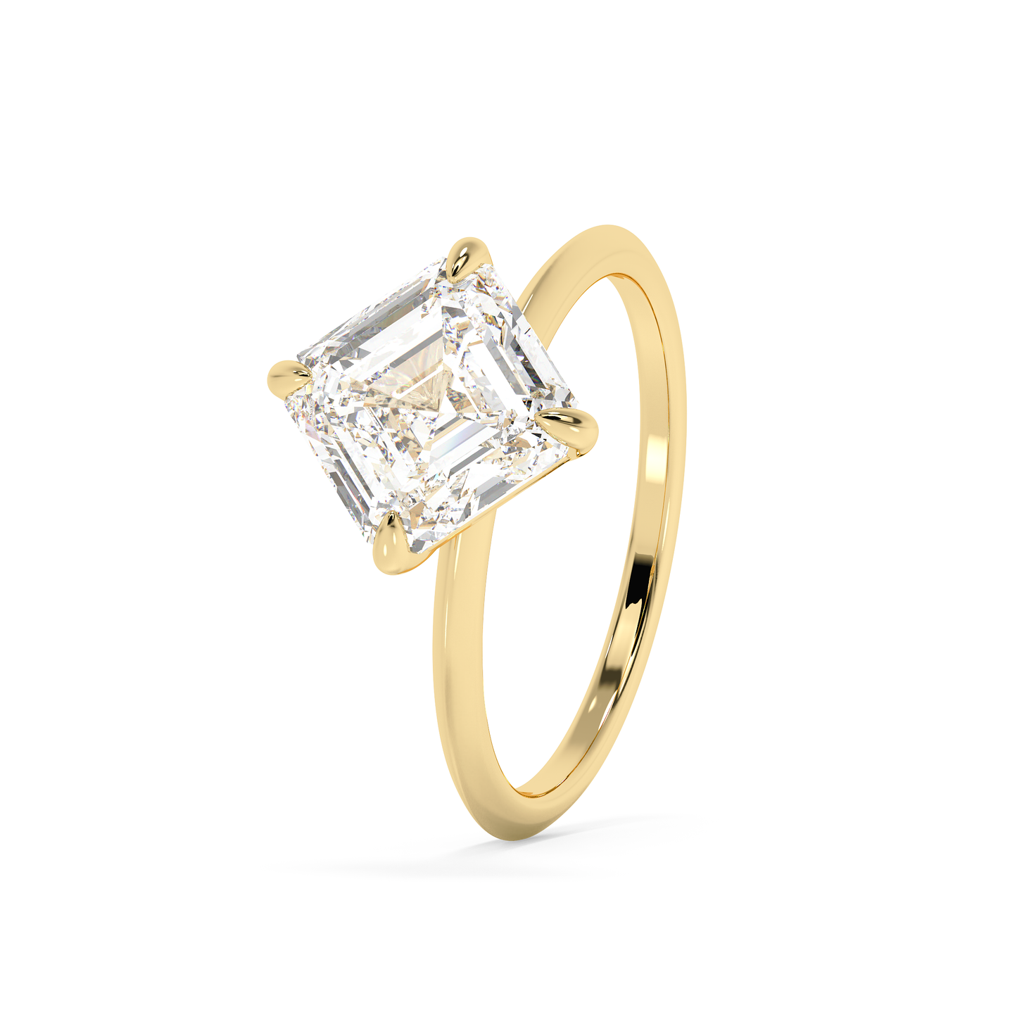 Emerald Solitaire Lab Grown Diamond Engagement Ring