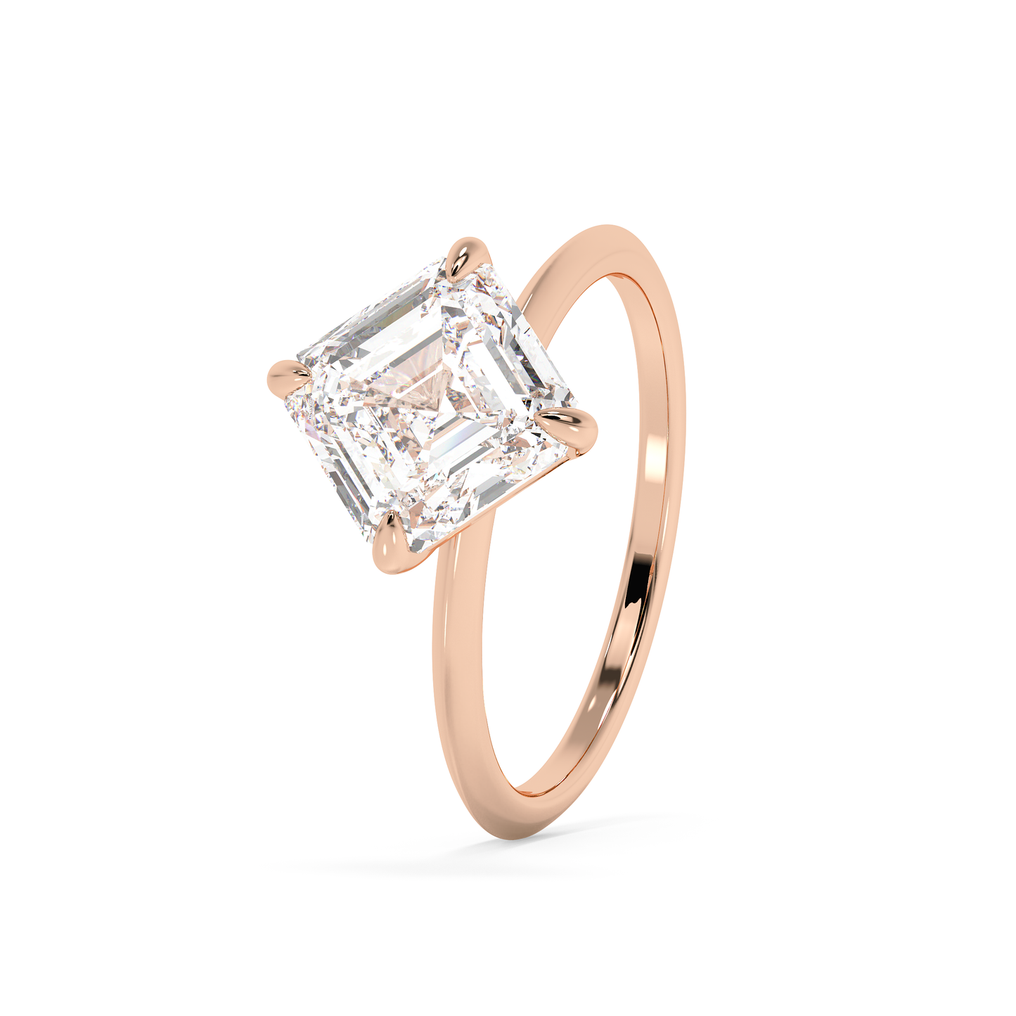 Emerald Solitaire Lab Grown Diamond Engagement Ring