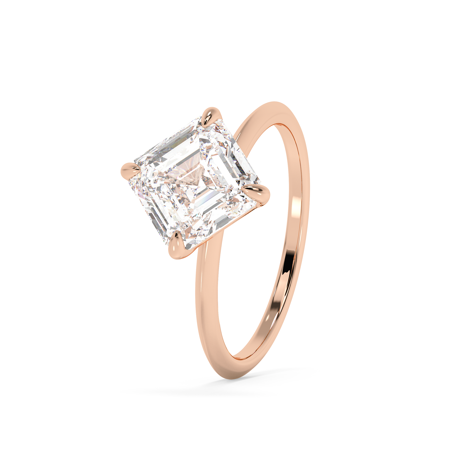 Emerald Solitaire Lab Grown Diamond Engagement Ring