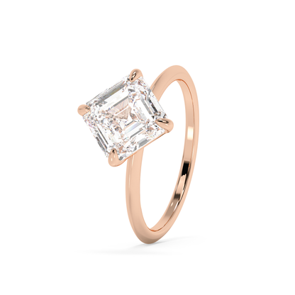 Emerald Solitaire Lab Grown Diamond Engagement Ring