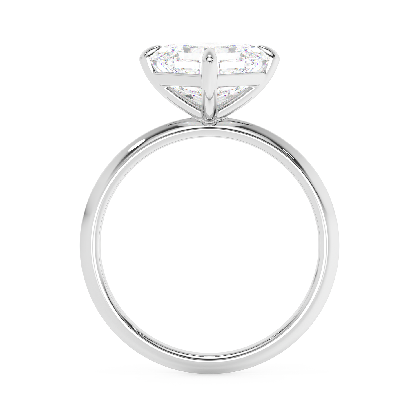 Emerald Solitaire Lab Grown Diamond Engagement Ring