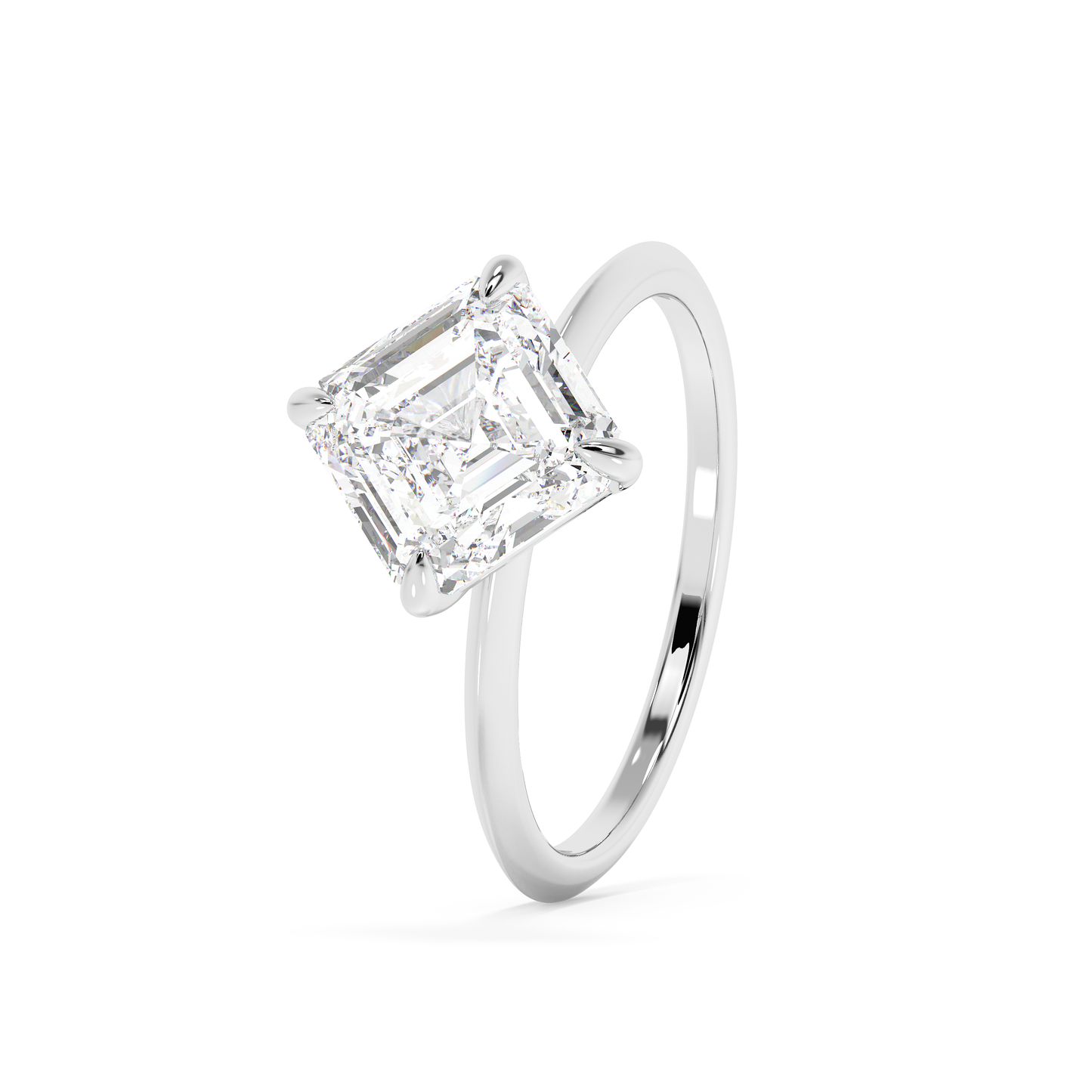 Emerald Solitaire Lab Grown Diamond Engagement Ring