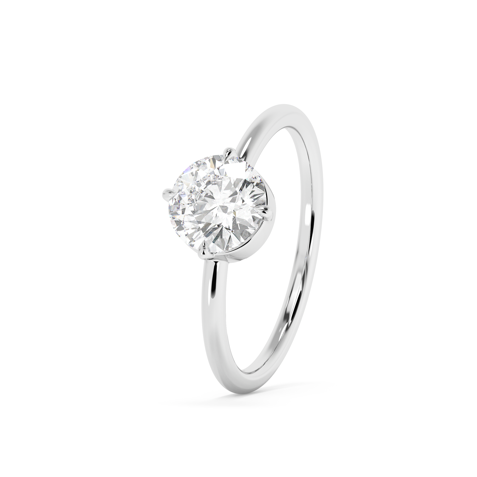Emerald Solitaire Lab Grown Diamond Engagement Ring