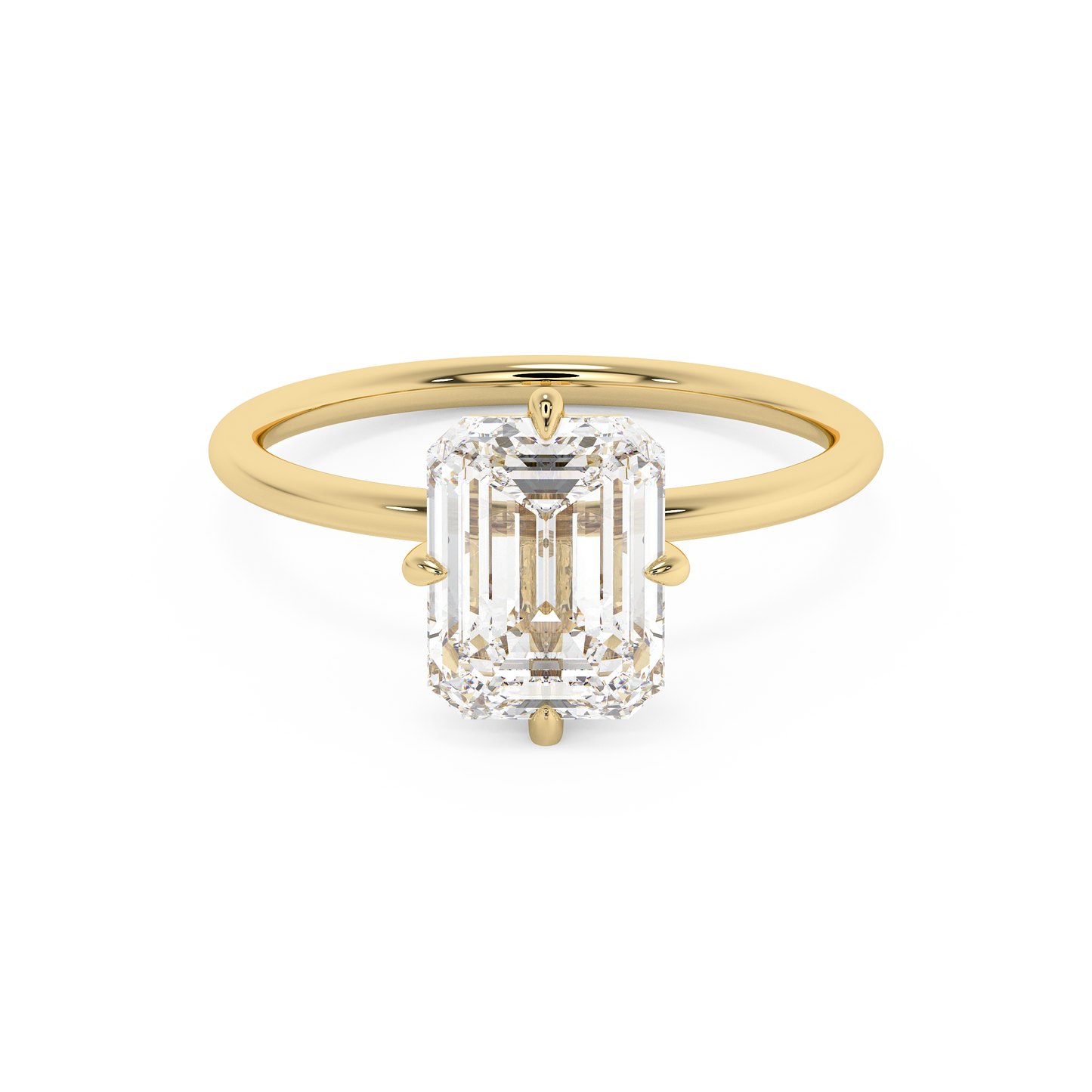 Emerald Solitaire Lab Grown Diamond Engagement Ring