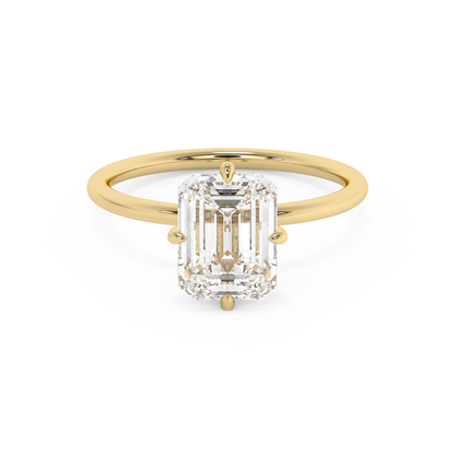 Emerald Solitaire Lab Grown Diamond Engagement Ring