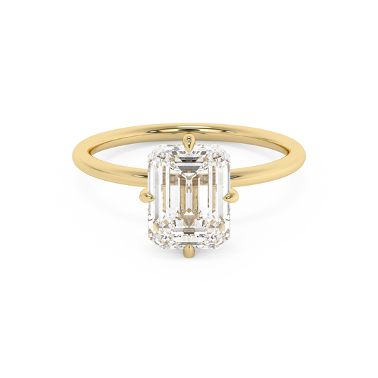 Emerald Solitaire Lab Grown Diamond Engagement Ring