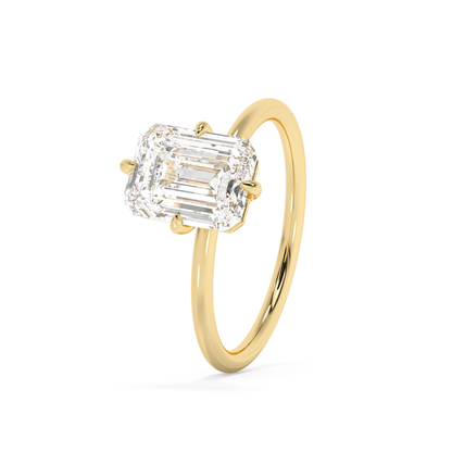 Emerald Solitaire Lab Grown Diamond Engagement Ring