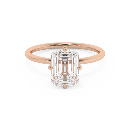 Emerald Solitaire Lab Grown Diamond Engagement Ring
