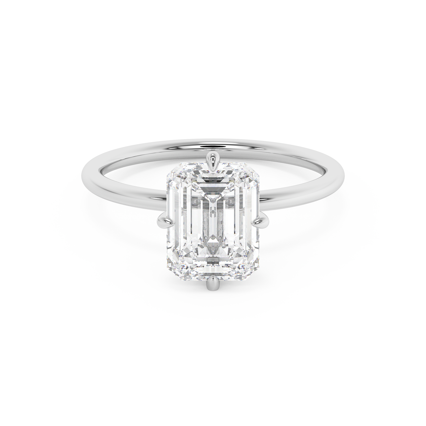 Emerald Solitaire Lab Grown Diamond Engagement Ring