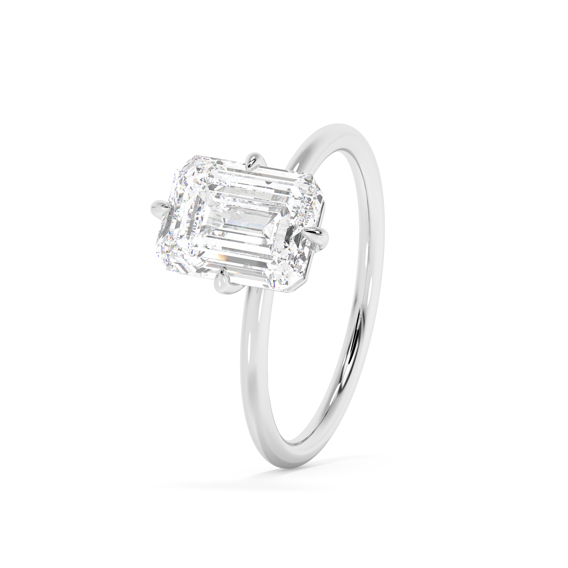 Emerald Solitaire Lab Grown Diamond Engagement Ring