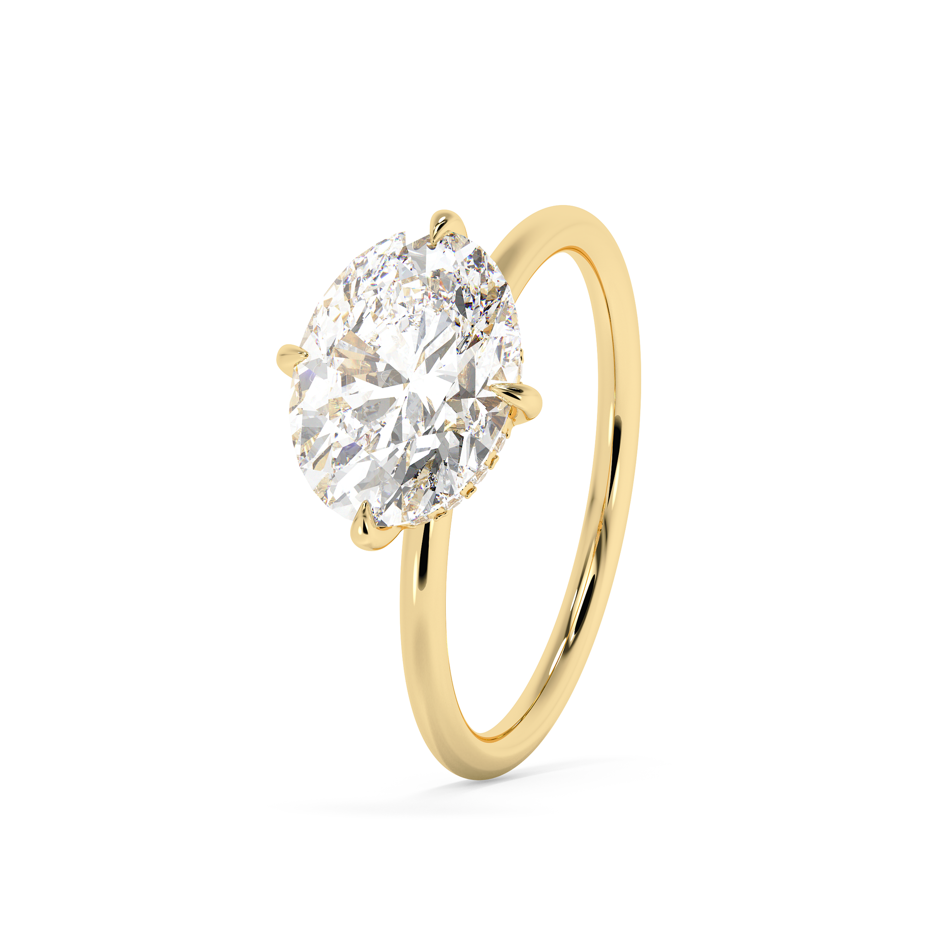 Emerald Solitaire Lab Grown Diamond Engagement Ring