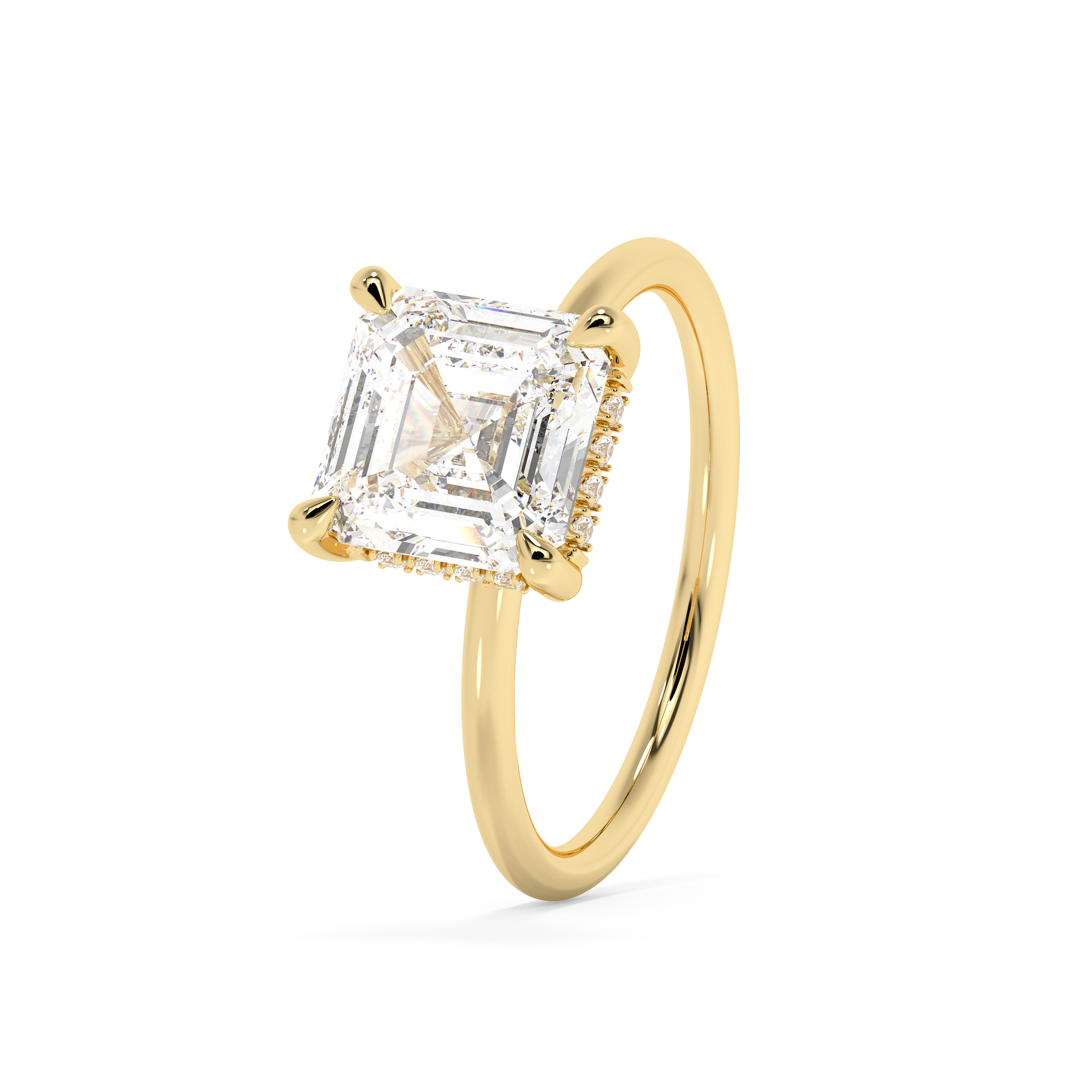 Emerald Solitaire Lab Grown Diamond Engagement Ring