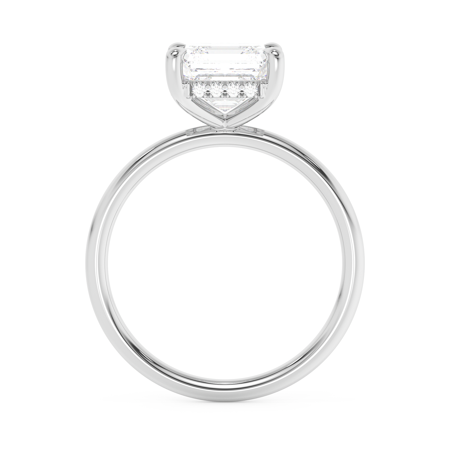 Emerald Solitaire Lab Grown Diamond Engagement Ring