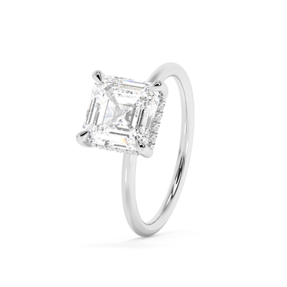 Emerald Solitaire Lab Grown Diamond Engagement Ring