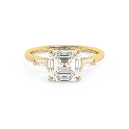 Emerald Solitaire Lab Grown Diamond Engagement Ring