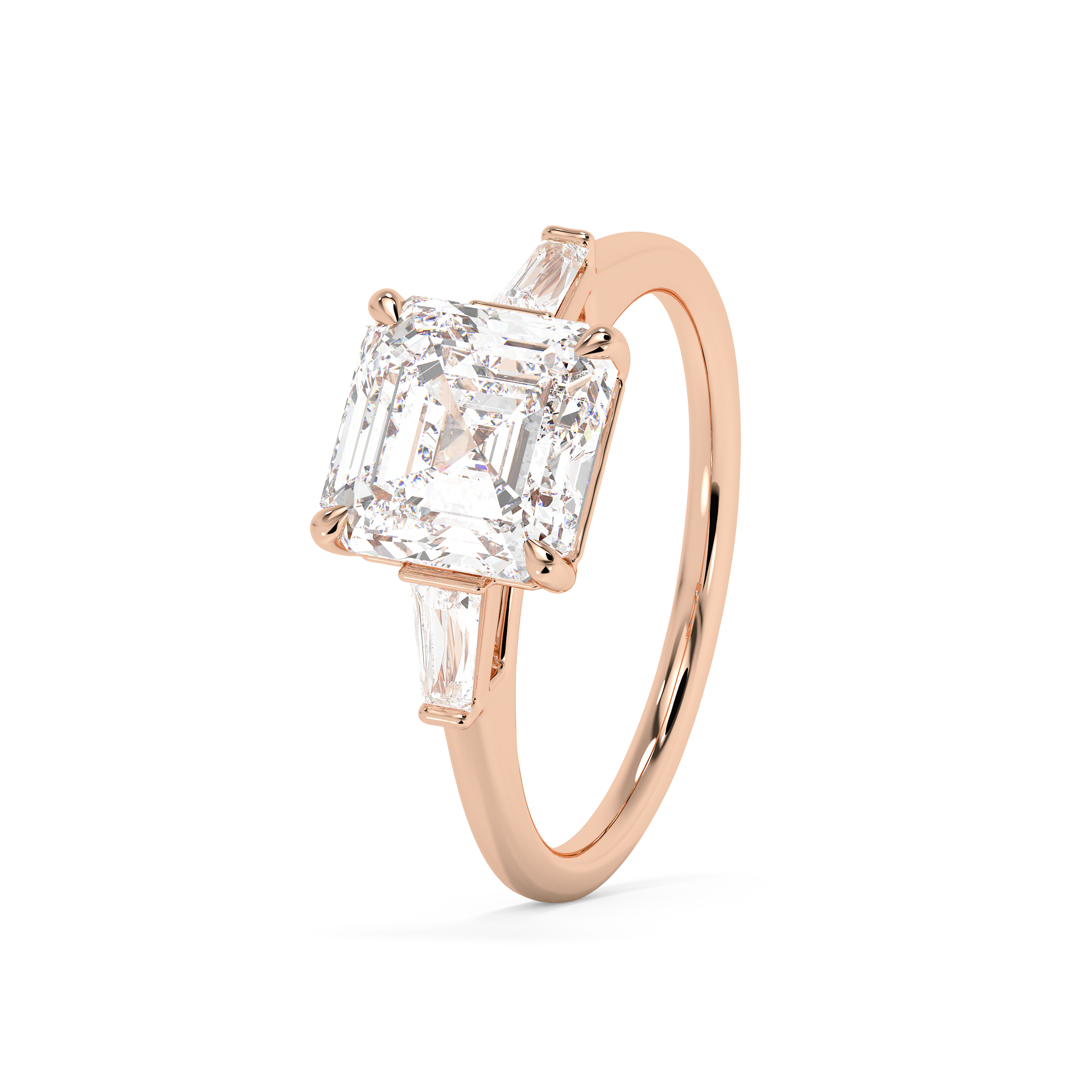 Emerald Solitaire Lab Grown Diamond Engagement Ring