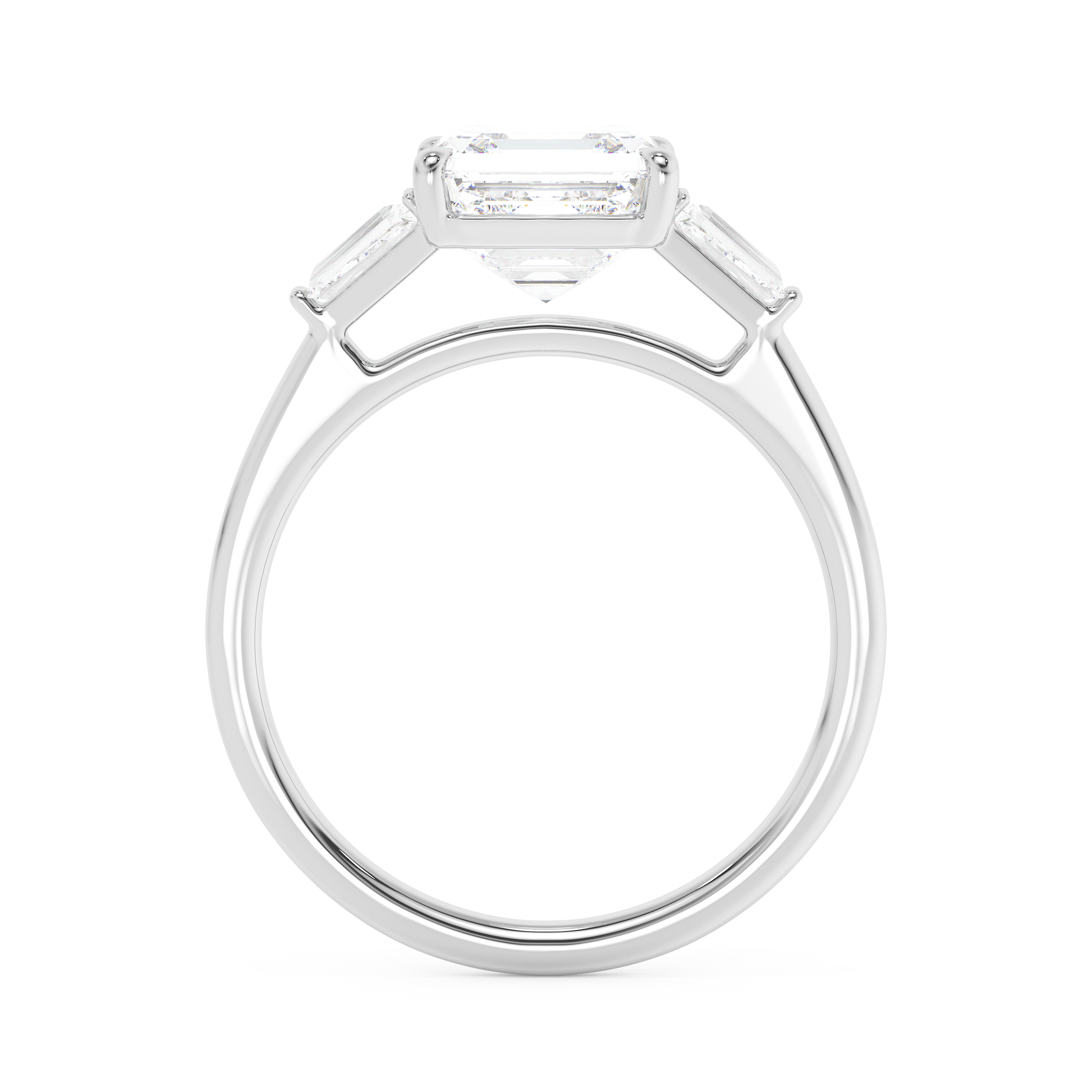 Emerald Solitaire Lab Grown Diamond Engagement Ring
