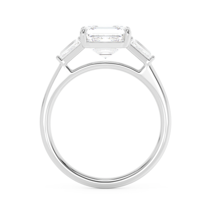 Emerald Solitaire Lab Grown Diamond Engagement Ring