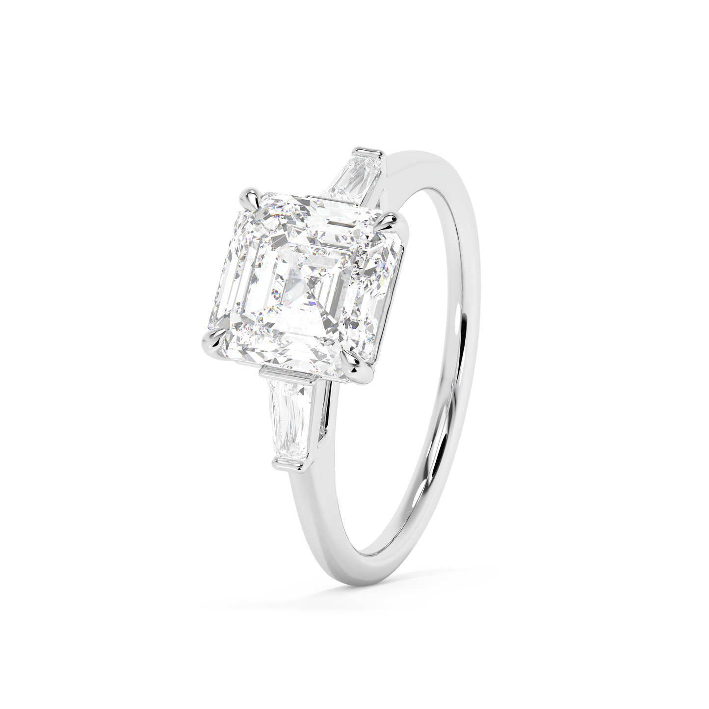 Emerald Solitaire Lab Grown Diamond Engagement Ring