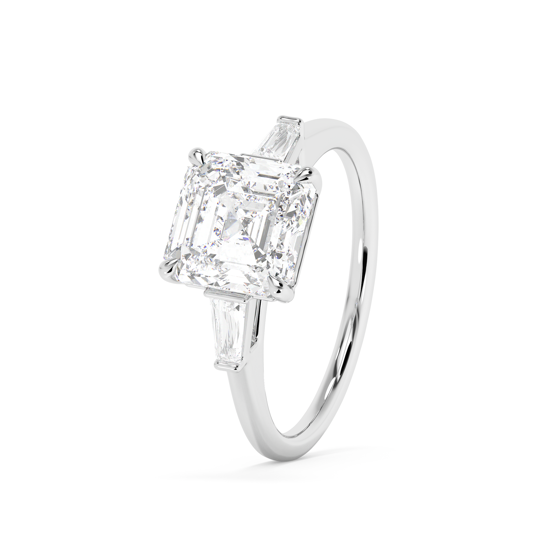 Emerald Solitaire Lab Grown Diamond Engagement Ring