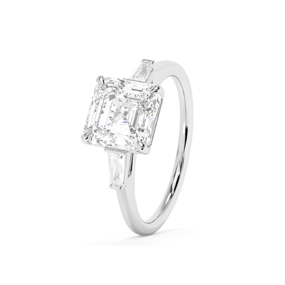 Emerald Solitaire Lab Grown Diamond Engagement Ring