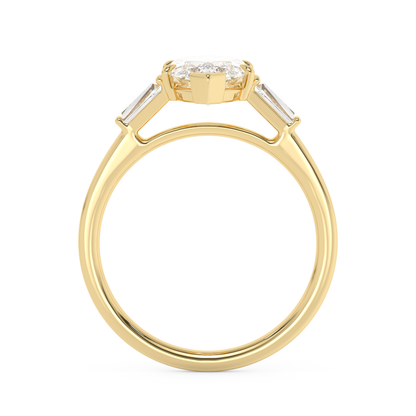 Emerald Solitaire Lab Grown Diamond Engagement Ring