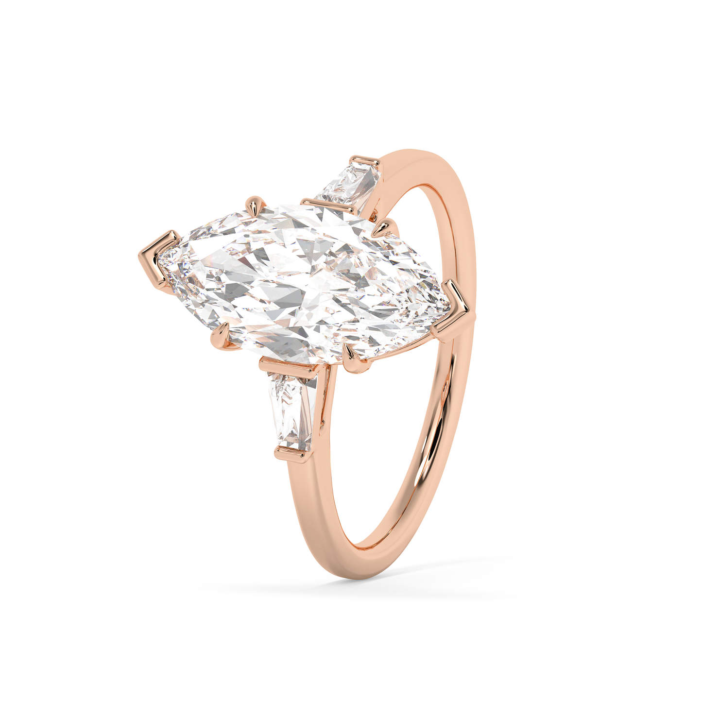 Emerald Solitaire Lab Grown Diamond Engagement Ring